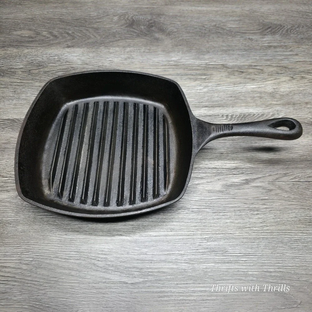 EMERIL‎ Cast Iron Square Grill - Ribbed Fry Pan Skillet - 10